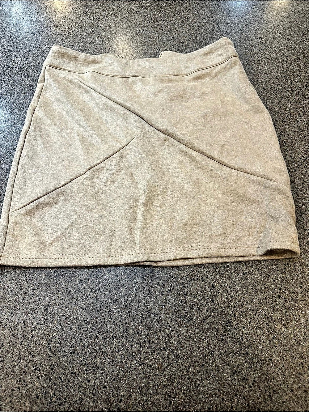MangoPop Mini Faux Suede Skirt Beige Small